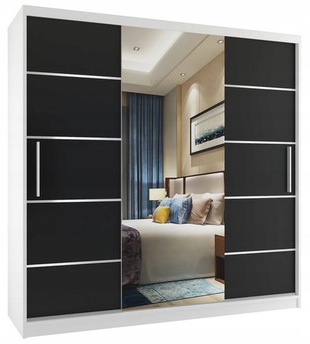 Szafa przesuwna PREMIUM z lustrem SZUFLADY 200 cm na Arena.pl