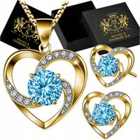 Komplet Biżuterii Złoty Srebro 925 Zestaw Pozłacany Serce na Prezent