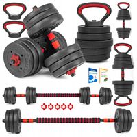 HANTLE regulowane 2x10KG sztanga KETTLEBELL zestaw HANTLI 6w1 GRYFY uchwyty