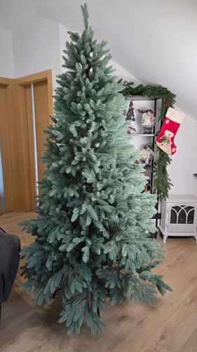 Ekskluzywna Sztuczna Choinka 100% PE 3D ŚWIERK SILVER sky 180 cm LUX na Arena.pl