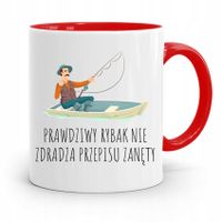 Kubek Czerwony Wędkarza Rybaka Prawdziwy Rybak Z Nadrukiem Ze Zdjęciem