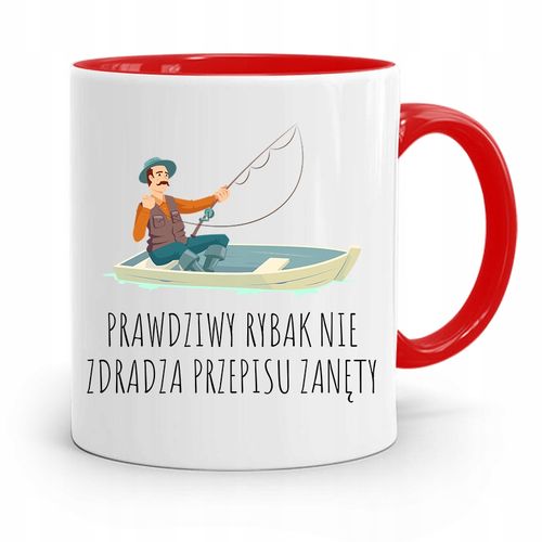 Kubek Czerwony Wędkarza Rybaka Prawdziwy Rybak Z Nadrukiem Ze Zdjęciem na Arena.pl