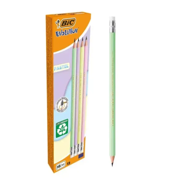 Ołówek Evolution z gumką pastel (12szt) BIC zdjęcie 1