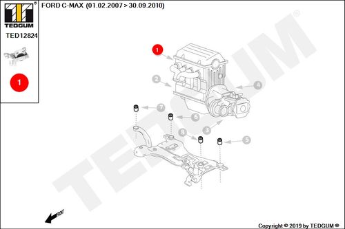 FORD C-MAX PODUSZKA SILNIKA PRAWA 07- na Arena.pl