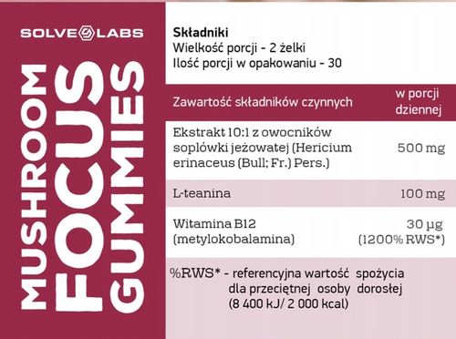 SOLVE LABS Mushroom Focus Gummies (żelki) na Arena.pl