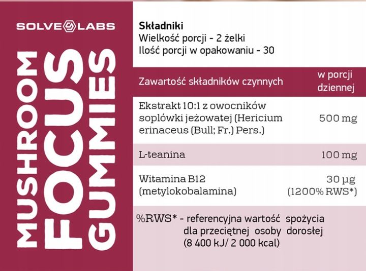 SOLVE LABS Mushroom Focus Gummies (żelki) zdjęcie 2