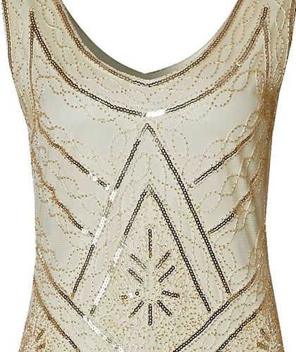 Sukienka Cekinowa z Frędzlami Lata 20 Wielki Gatsby Biała XXL Wieczorowa na Arena.pl