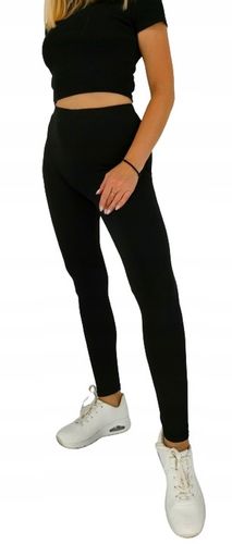 Leginsy DŁUGIE getry damskie CZARNY BAMBUSOWE *S* na Arena.pl