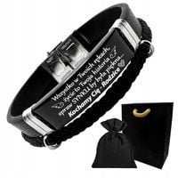 Bransoletka męska SKÓRZANA z grawerem DLA SYNA prezent od Mamy Taty GRATIS