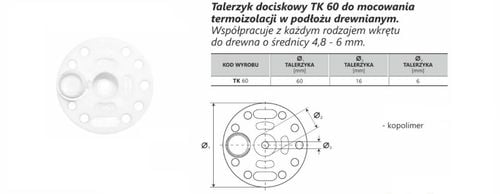 kołnierz dociskowy do styropianu i wełny fi 60mm z zatyczką - kx tk60w na Arena.pl