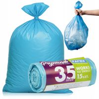WORKI NA ŚMIECI 35L 15 SZT NIEBIESKIE DO SEGREGACJI NA ODPADY WYTRZYMAŁE