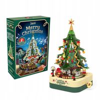 Klocki świąteczne choinka z pozytywką i pociągiem prezent na święta