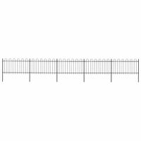 Ogrodzenie z zaokrąglonymi końcami, stalowe, 8,5 x 1 m, czarne