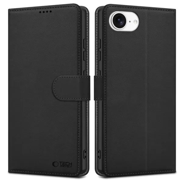 Etui Tech-Protect Wallet na iPhone 16e - czarny mat zdjęcie 1