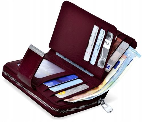 Lakierowany PORTFEL Damski SKÓRZANY Pojemny Portmonetka SKÓRA Pakowny na Arena.pl