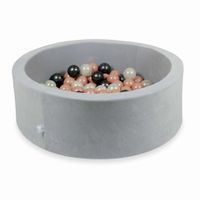 Suchy basen 90x30cm Velvet Soft Jasnoszary z piłeczkami 200szt (różowozłote, opalizujące, metaliczny grafit)