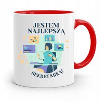 Kubek Czerwony Prezent Dla Najlepszej Sekretarki Z Nadrukiem Ze Zdjęciem