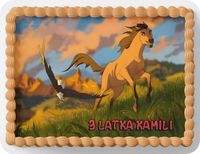 PROSTOKĄTNY OPŁATEK NA TORT A4 20x29CM - MUSTANG KOŃ + IMIĘ