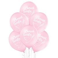balony 30cm chrzest św. różowe  6szt.