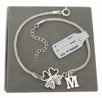 Srebrna bransoletka koniczynka na szczęście LITERKA cyrkonie PUDEŁKO SREBRO