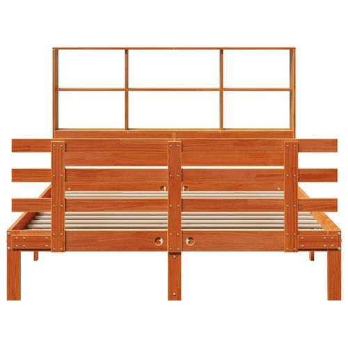 Łóżko z regałem, bez materaca, woskowy brąz, 140x190cm, sosnowe na Arena.pl