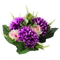 Wiązanka na Cmentarz z Fioletowych Chryzantem i Róż – Sztuczne Kwiaty na Grób H3828H22-4