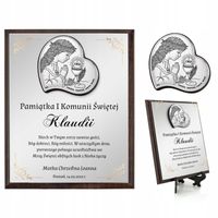 Srebrny obrazek prezent na KOMUNIĘ dla dziewczynki z NADRUKIEM