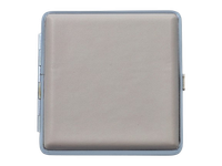 Metalowa Papierośnica Pokryta Gładką Ekoskórą Jednolity Kolor Stalowy Szary