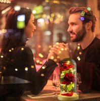 Wieczna Róża W Szkle Świecąca Led Prezent Walentynki Dzień Babci Kobiet