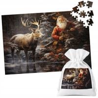 PUZZLE TRADYCYJNE - ŚWIĄTECZNE WZORY MIKOŁAJ RENIFER PREZENT - 96 el
