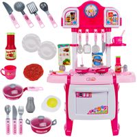 Kuchnia Różowa Dla Dzieci z Piekarnikiem, Zegarem i Akcesoriami