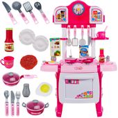 Kuchnia Różowa Dla Dzieci z Piekarnikiem, Zegarem i Akcesoriami