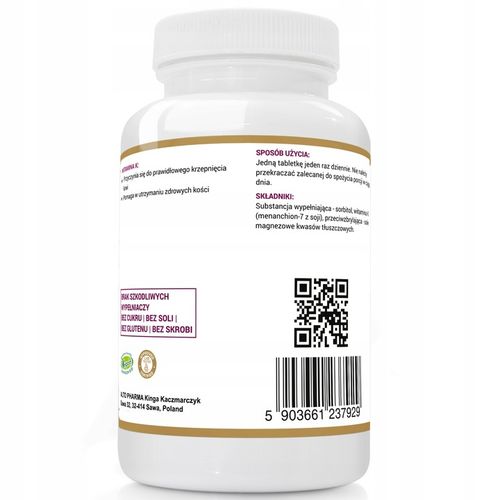 WITAMINA K2 MK-7 z natto 100µg MOCNE KOŚCI 2x120t na Arena.pl
