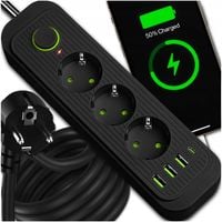 PRZEDŁUŻACZ 2m LISTWA ZASILAJĄCA 3 GNIAZDOWA Z UZIEMIENIEM KABEL