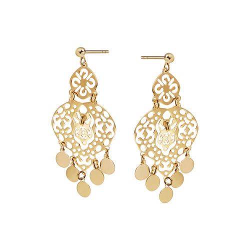 srebrne pozłacane wiszące kolczyki w stylu boho - kdk6509y na Arena.pl