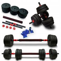 Hantle bitumiczne 2x10 kg z łącznikiem zestaw 20 kg sztanga + rękawiczki