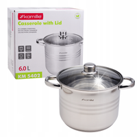 GARNEK Z POKRYWKĄ 6L 22cm STALOWY NIERDZEWNY GAZ INDUKCJA