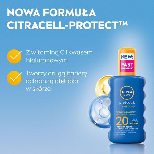 Nivea Sun Protect & Moisture SPF 20 SPRAY Nawilżający 200 ml 7674 na Arena.pl