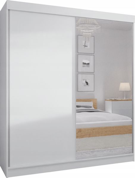 SZAFA PRZESUWNA STANDARD 180 x 205 BIAŁA + LUSTRO zdjęcie 1