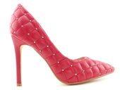 Bordowe szpilki damskie matowe pikowane nude 37