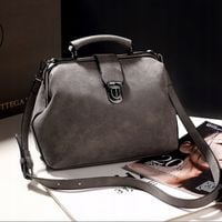 TOREBKA SZARA Damska Kuferek na Ramię do Ręki Pojemna Zamsz