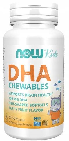 NOW Foods DHA Kid's Chewable 100mg KWASY OMEGA-3 DLA DZIECI WZROK 60kap na Arena.pl