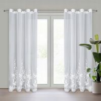 Firana gotowa JULIA 140x250 haft roślinny biała glamour