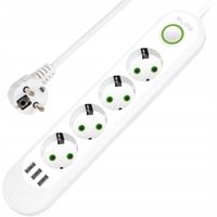 PRZEDŁUŻACZ LISTWA ZASILAJĄCA WŁĄCZNIK 3x USB 4 GNIAZDA 3m