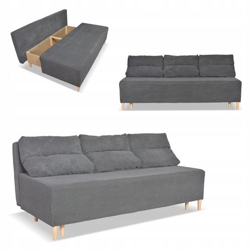 Kanapa sofa KIMO funkcja spania pojemnik Anafi c szara sztruks na Arena.pl