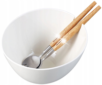 Porcelanowa misa MISKA biała 23cm do sałatek z łyżkami