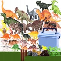 DINOZAURY DUŻY ZESTAW FIGURKI DINOZAURY 38SZT POJEMNIK AKCESORIA