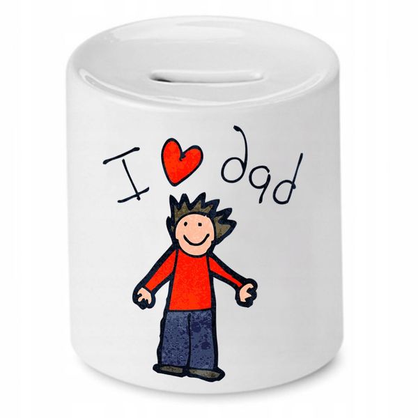 Skarbonka Dla Taty I Love Dad Kocham Tatę Prezent Z Nadrukiem Ze Zdjęciem zdjęcie 1