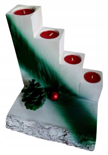 STROIK Świąteczny ŚWIECZNIK ADWENTOWY Z DREWNA Ozdoba BOŻE NARODZENIE DUŻY na Arena.pl