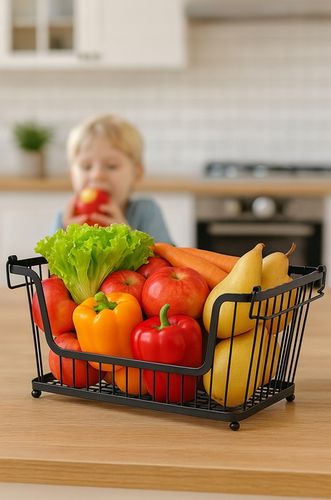 KOSZ NA OWOCE Koszyk na Warzywa Stojak Piętrowy Czarny do Piętrowania na Arena.pl